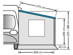 Eurotrail Zijwand Casetteluifel Met Raam 275 -Kampeeruitrusting Winkel eurotrail zijwand camperluifel fiamma omnistore 275 etct0027 275w 1