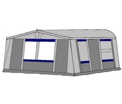 Kampeeruitrusting Winkel -Kampeeruitrusting Winkel te velde voortenten de vaart standaard 310 cm diep blauw rechts