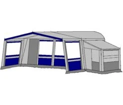 Te Velde Voortent De Vaart Lux 310 Cm. Blauw -Kampeeruitrusting Winkel te velde voortenten met uitbouw en luifel de vaart lux blauw8